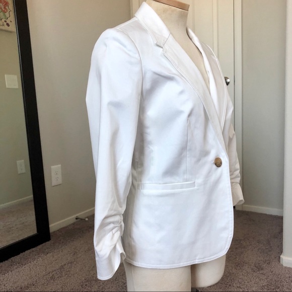 white ruched blazer